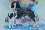 Springer Spaniels with Seated Girl