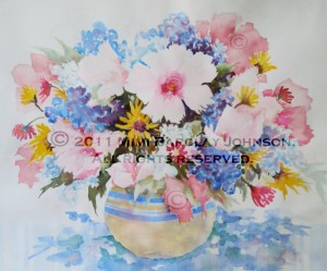 Pink Hibiscus Blue Hydrangea